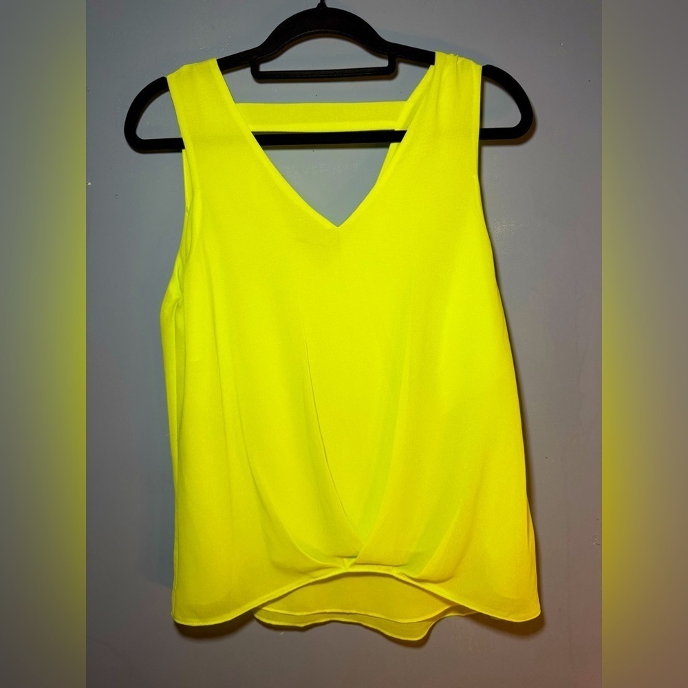 Naked Zebra Yellow Asymmetrical Wrap Tank Top, small